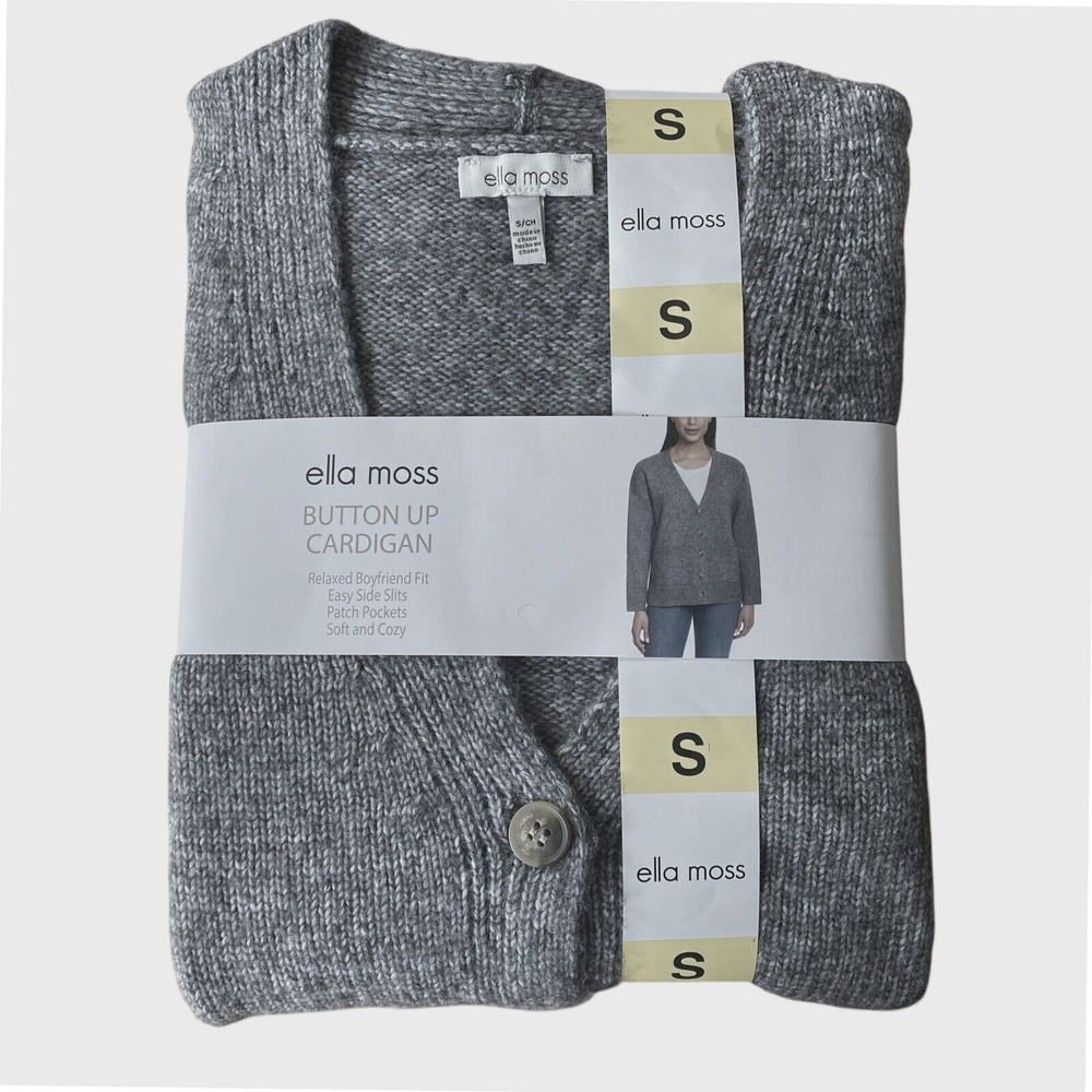 Ella Moss Ladies' Button Front Cardigan Patch Pockets Small Gray New with Tags! - Picture 4 of 7